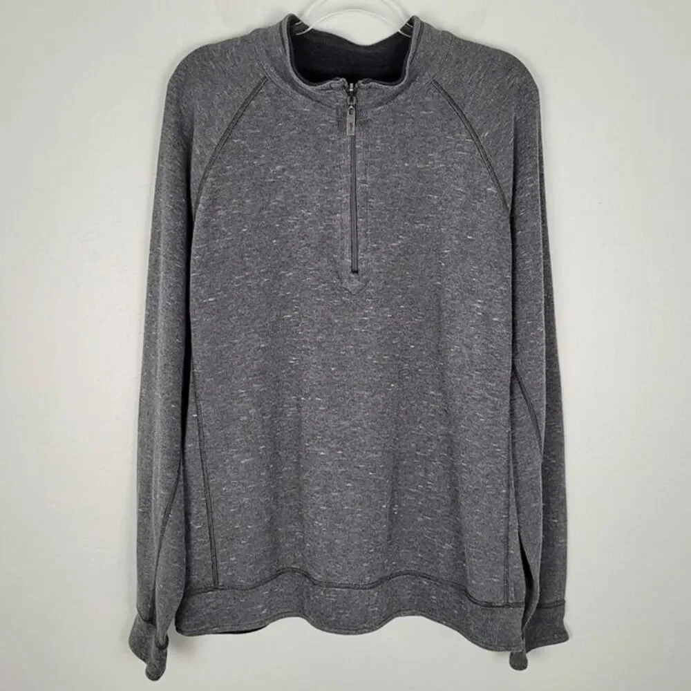 Tommy Bahama Size XXL Reversible Flipshot Half Zip Pullover Sweater Gray